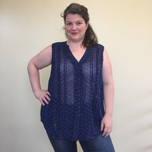 Torrid Polka Dot Ruffled Front Chiffon Tank Top